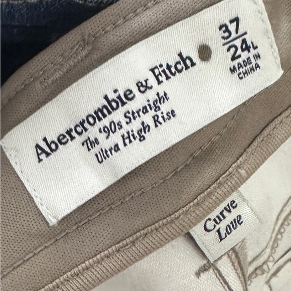 NWT Abercrombie & Fitch Curve Love Vegan Leather 90s Straight Pant Tan Size 24 L - Picture 14 of 14